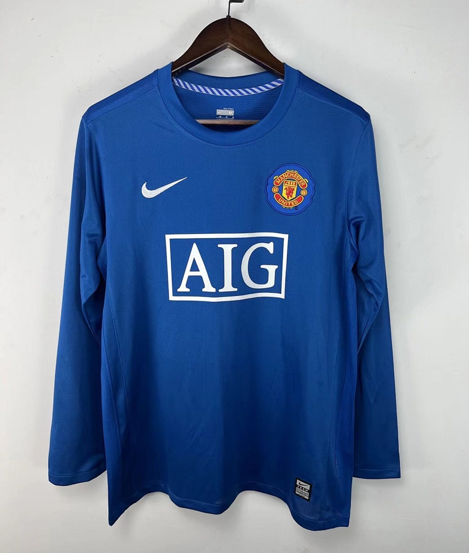 Manchester United 08/09 Away Blue Long Sleeve Football Shirt