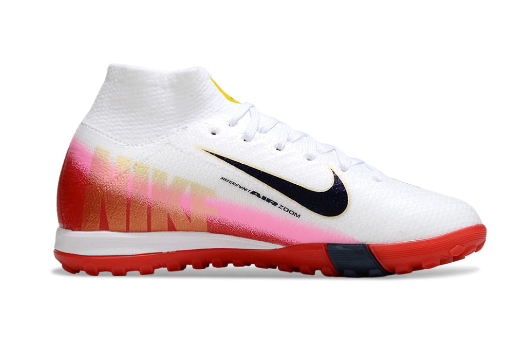 Kid size Mercurial Vapor 16 - white / pink / red / heel / black - TF high cut