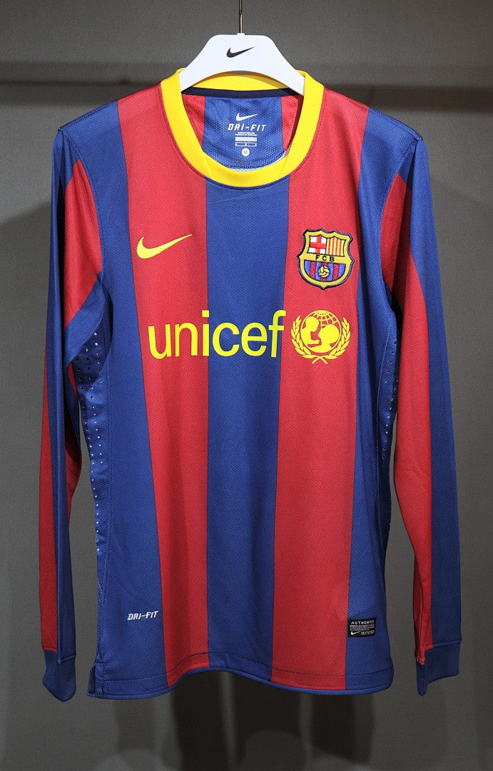 Barcelona 10/11 Home Player Version Long Sleeve Football Shirt