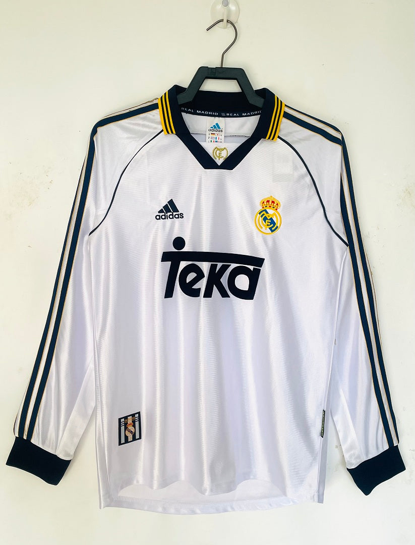 Real Madrid 98/00 Home Long Sleeve Football Shirt