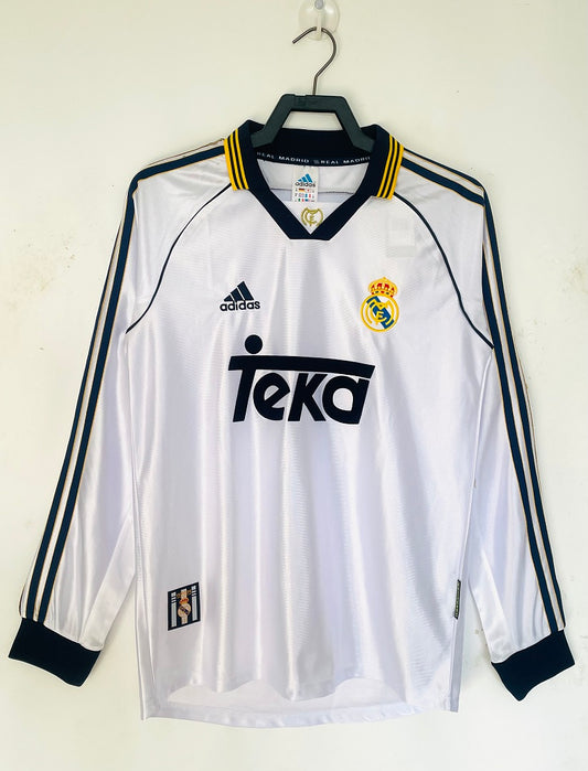 Real Madrid 98/00 Home Long Sleeve Football Shirt
