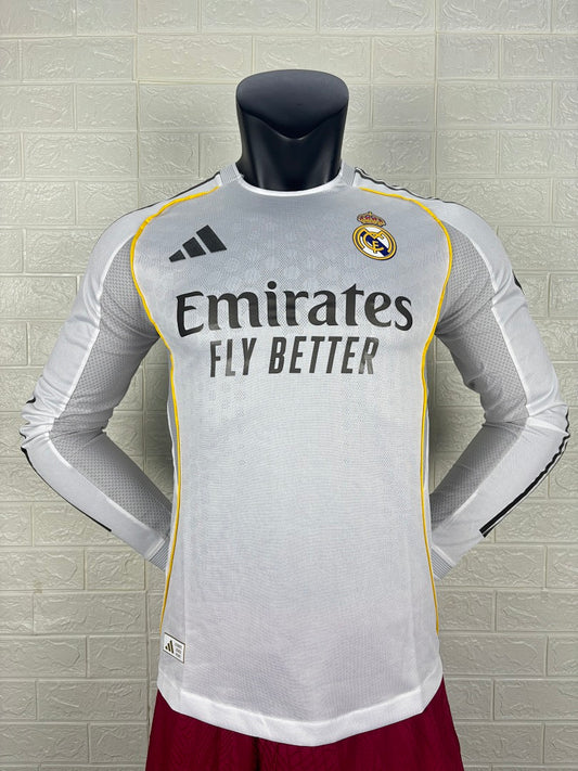 Real Madrid 25/26 Home Long Sleeve Football Shirt