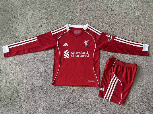 Kids Liverpool 25/26 Home Long Sleeve Football Shirt