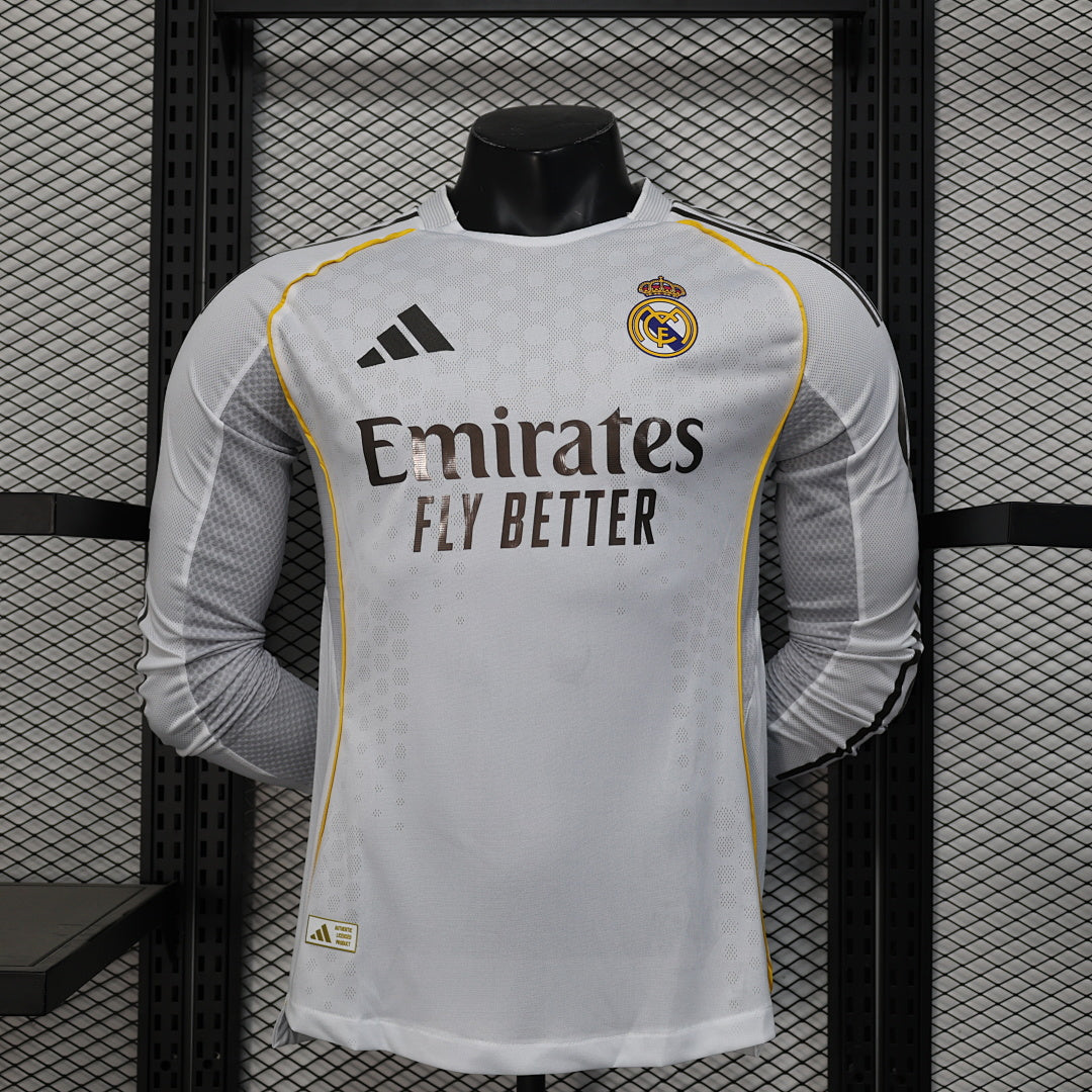 Real Madrid 25/26 Home Long Sleeve Football Shirt
