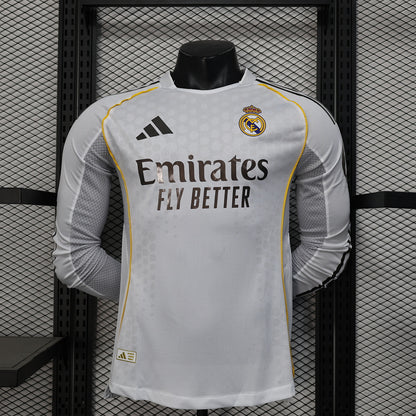 Real Madrid 25/26 Home Long Sleeve Football Shirt