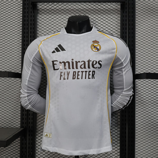 Real Madrid 25/26 Home Long Sleeve Football Shirt