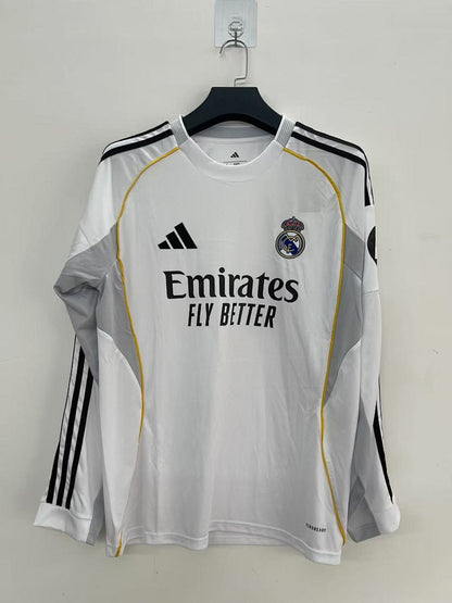 Real Madrid 25/26 Home Long Sleeve Football Shirt