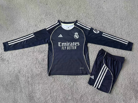 Kids Real Madrid 25/26 Away Long Sleeve Football Shirt