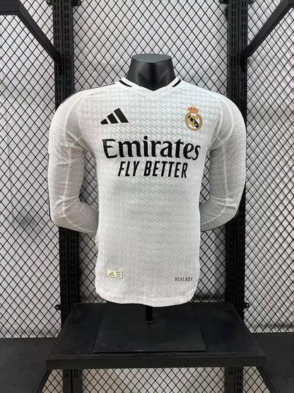 Real Madrid 24/25 Home Long Sleeve Football Shirt