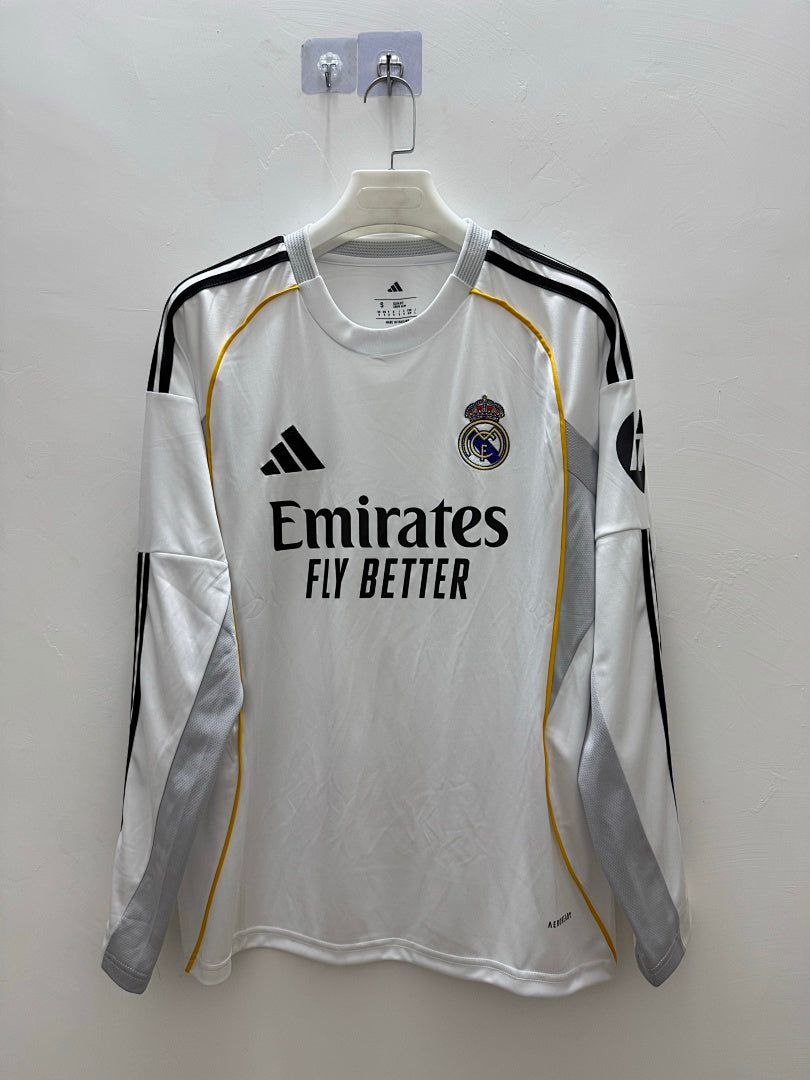 Real Madrid 25/26 Home Long Sleeve Football Shirt