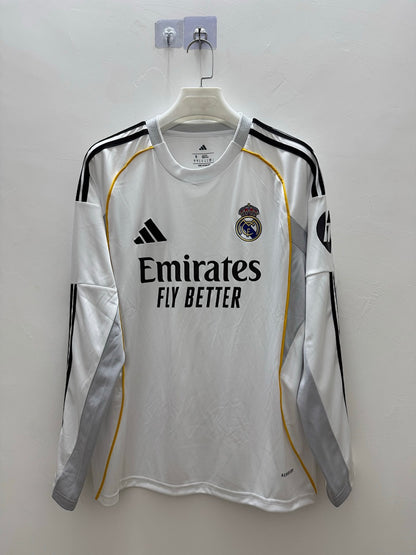 Real Madrid 25/26 Home Long Sleeve Football Shirt