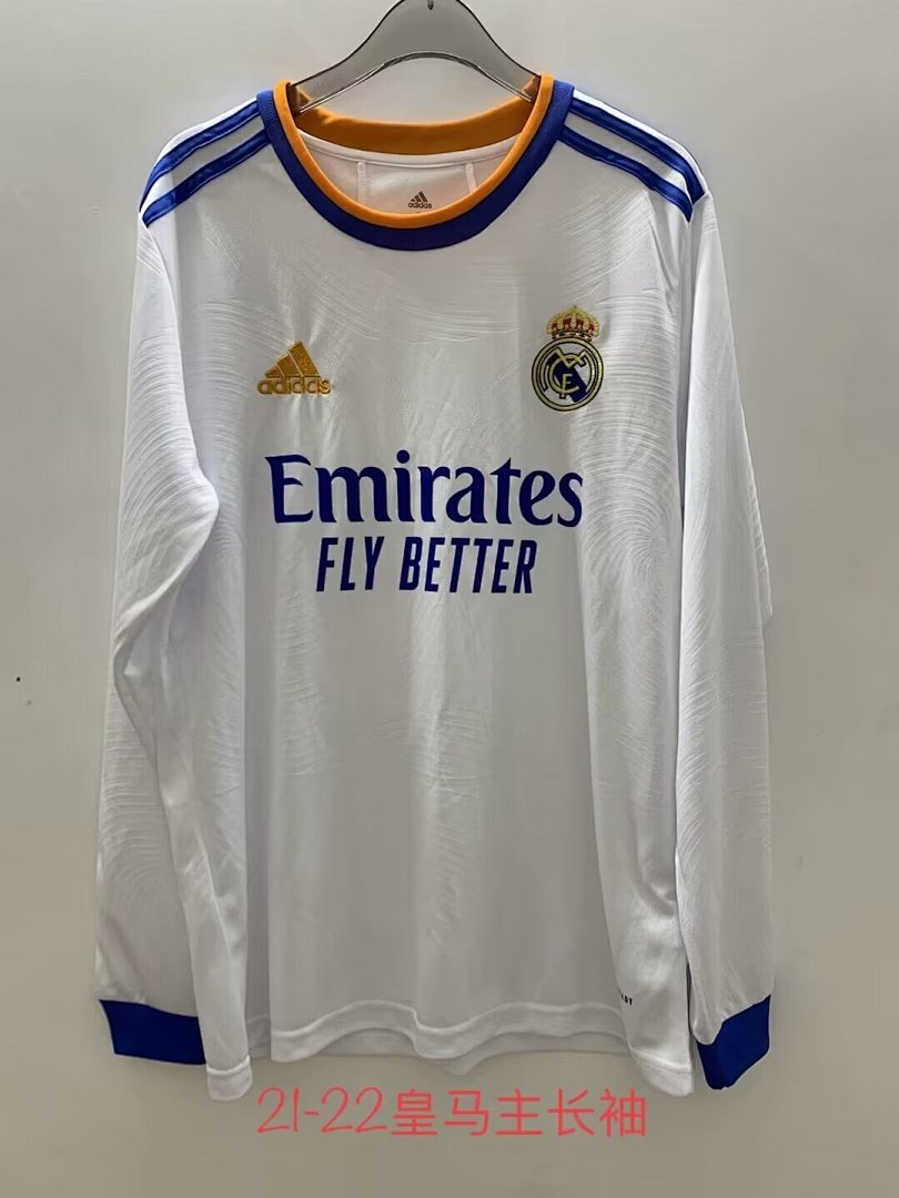 Real Madrid 21/22 Home Long Sleeve Football Shirt