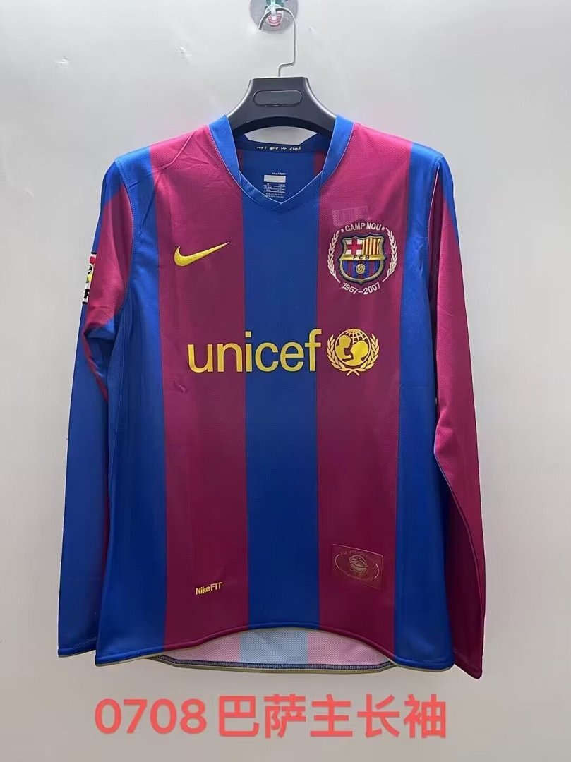 Barcelona 07/08 Home Long Sleeve Football Shirt