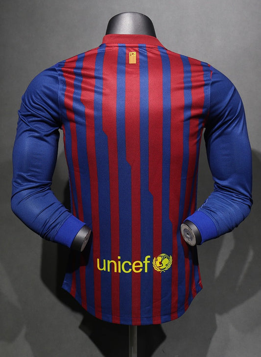 Barcelona 11/12 Home Player Version Long Sleeve Football Shirt