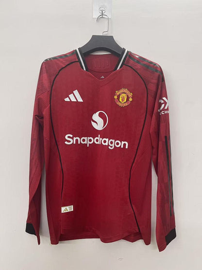 Manchester United 25/26 Home Long Sleeve Player Version Football Shirt