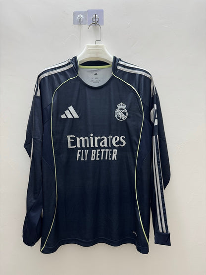 Real Madrid 25/26 Away Long Sleeve Football Shirt