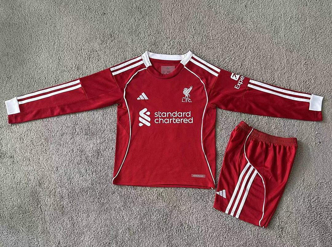 Kids Liverpool 25/26 Home Long Sleeve Football Shirt
