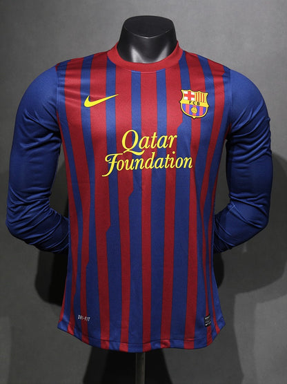 Barcelona 11/12 Home Player Version Long Sleeve Football Shirt