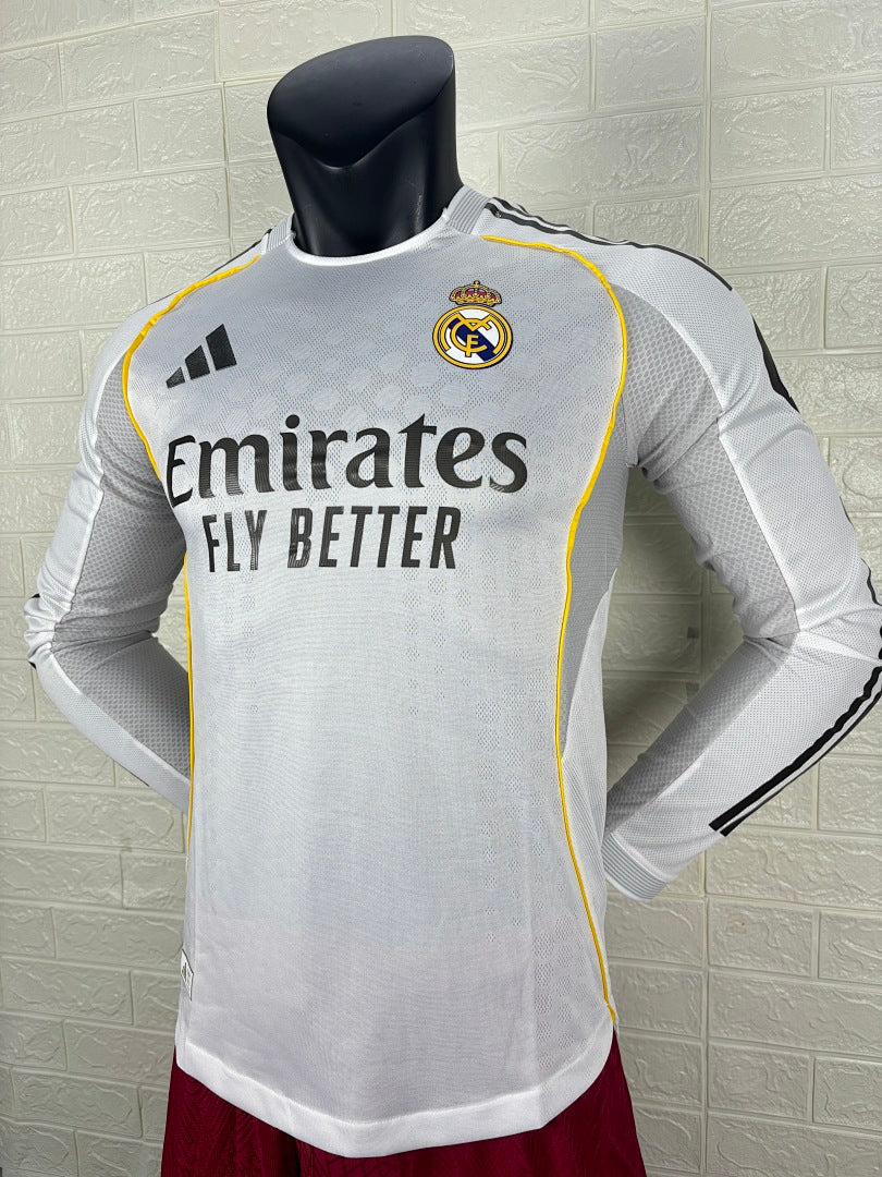 Real Madrid 25/26 Home Long Sleeve Football Shirt