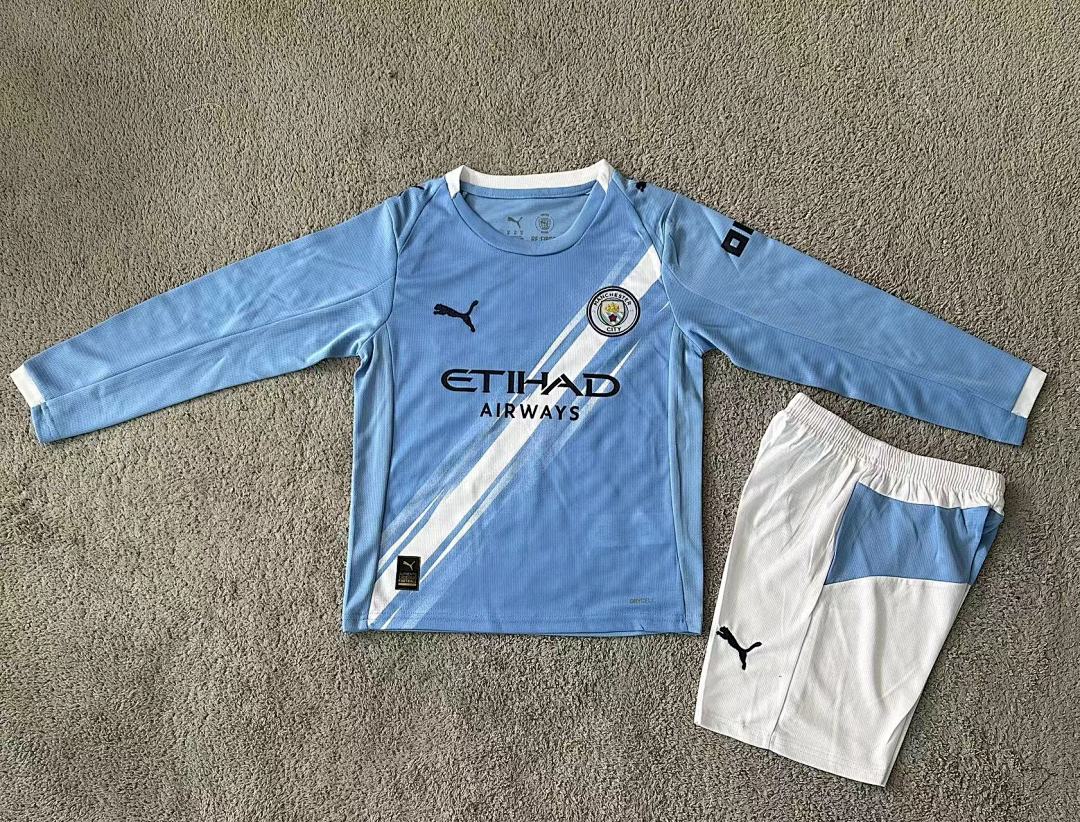 Kids Manchester City 25/26 Home Long Sleeve Football Shirt