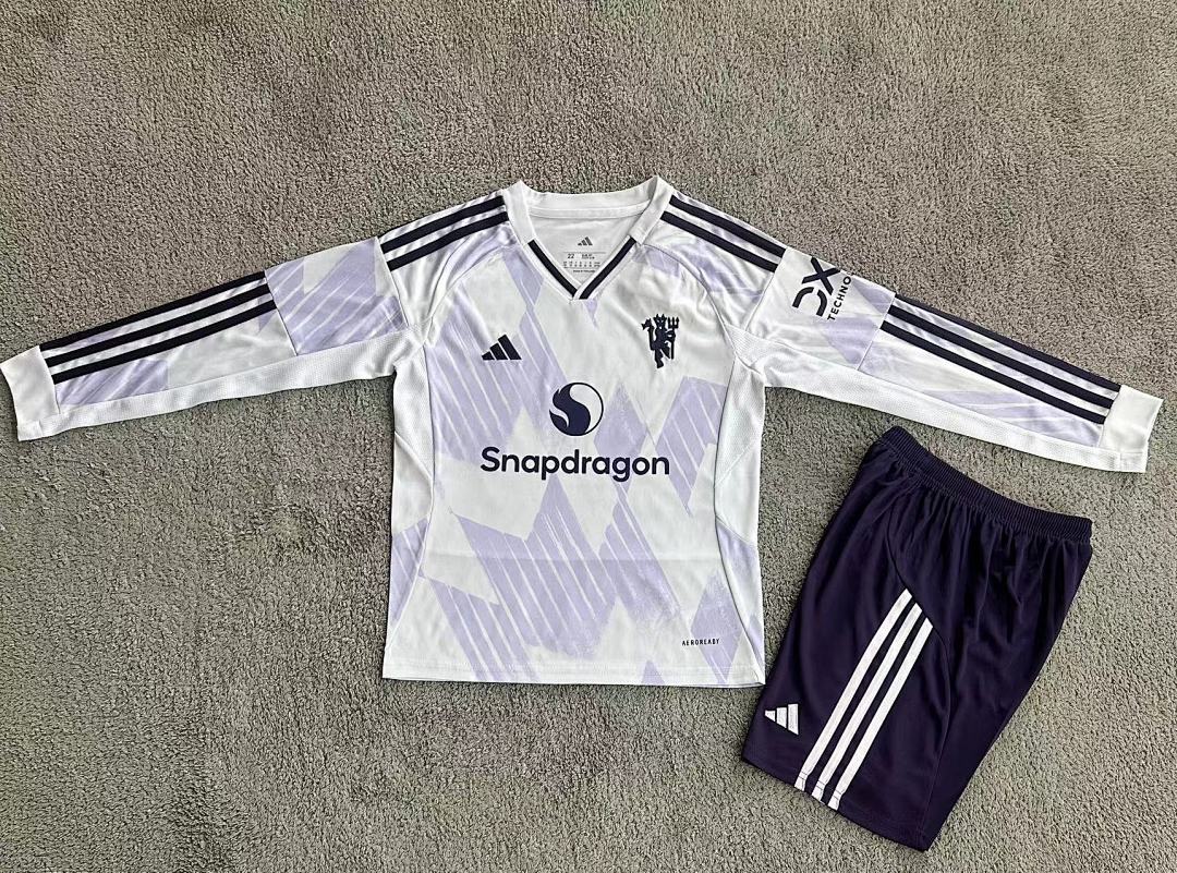 Kids Manchester United 25/26 Away Long Sleeve Football Shirt