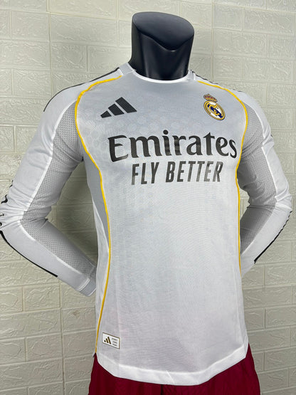 Real Madrid 25/26 Home Long Sleeve Football Shirt