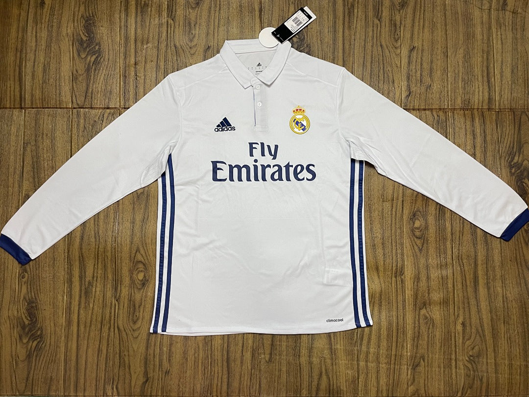 Real Madrid 16/17 Home Long Sleeve Football Shirt